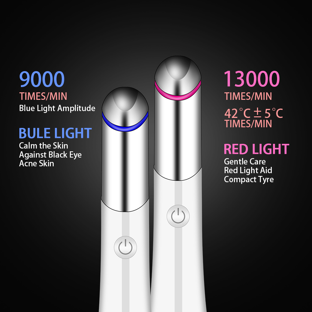 Eye Massager Heat Vibration Electric Wand LED Pon Massage Pen Anti Age Wrinkle Dark Circle Removal Beauty Device 230515