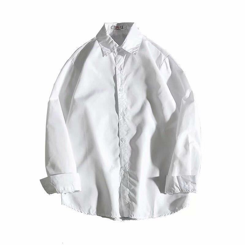 Men's Casual Shirts Korean Fashion Spring All-match Men Shirt Quality Chiffon Button Up Long Sleeve Casual Solid Color Loose Men Dress Shirt 2305