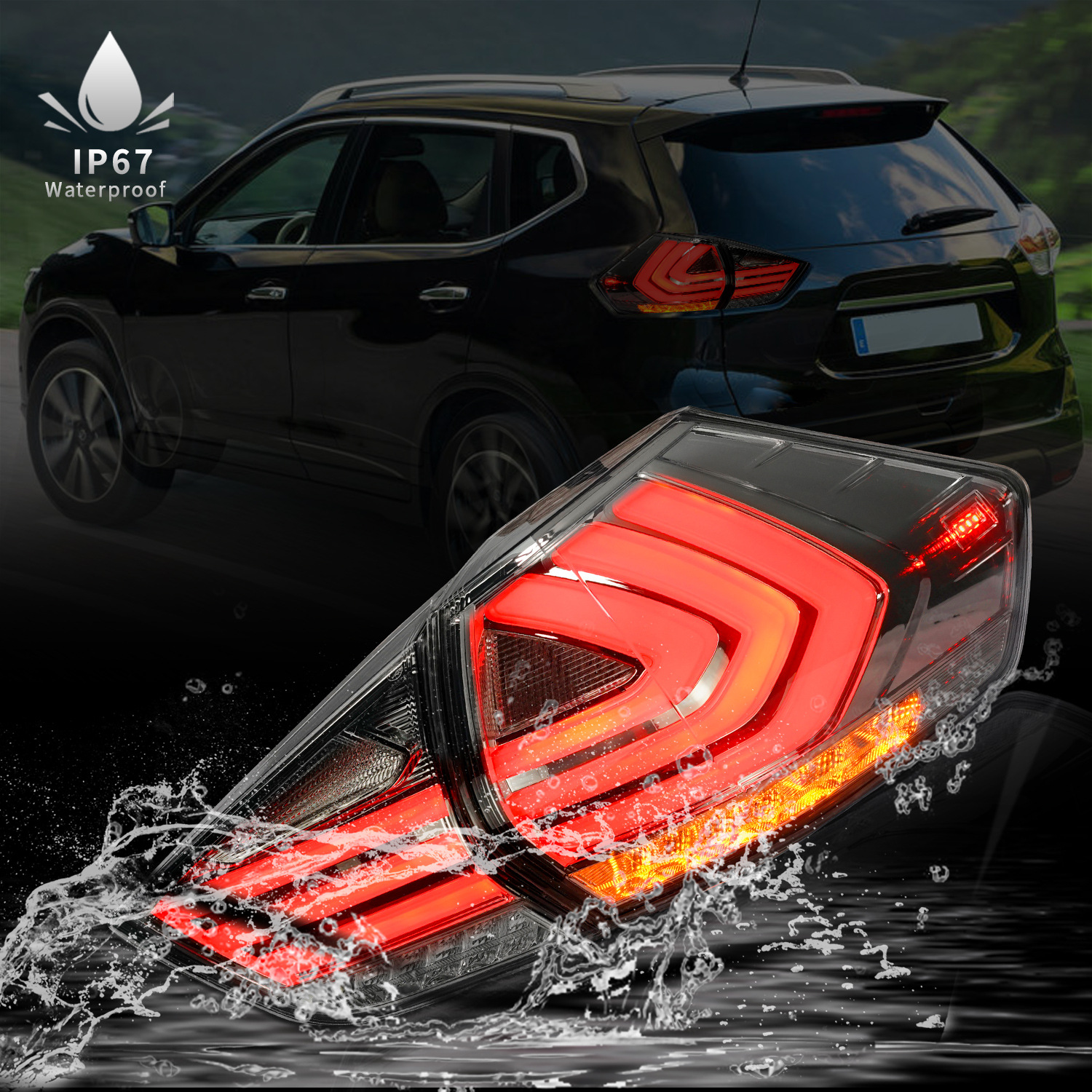 LED Rear Taillight For Nissan X-trail 20 14-20 19 Rear Running Lamp Brake Reverse Dynamic Turn Signal Tail Light