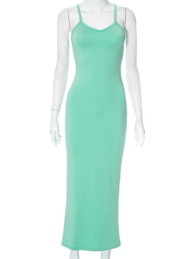 RUKAS Sleeveless Slips Solid Elegant Sexy Bodycon Slim Maxi Dress Summer Women Y2K Streetwear Party Yoga Outfit Wholesale