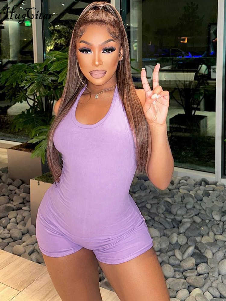 RUKAS Halter Backless Solid Bandage Sexy Bodycon Skinny One Piece Playsuit 2023 Summer Women Fashion Streetwear Sport Romper