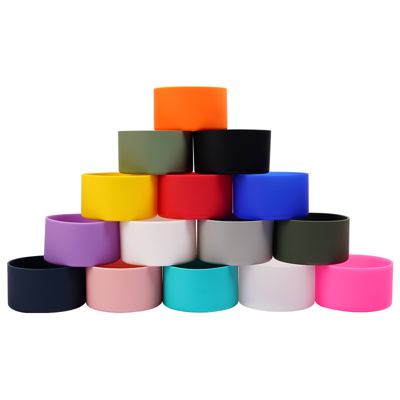 7.5cm Silicone protective bottom for 40oz tumblers Coaster Bottle Sleeve Anti-slip water bottle boot cover tumbler cup flask silicone holder 14 colors