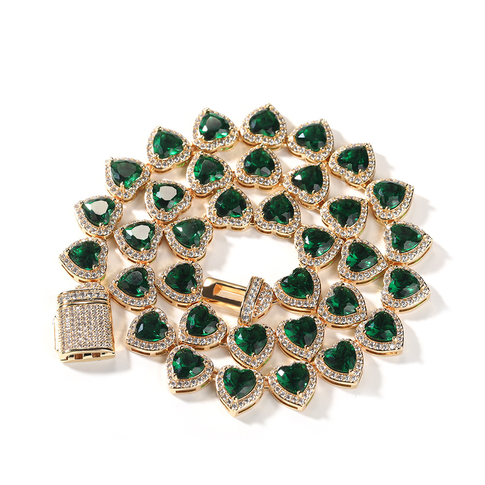 Love Heart Shape Tennis Chain Necklace Choker TopBling Colorful Zircon Clavicle Chain Women Girl Jewelry Gift