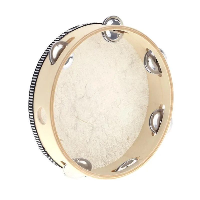 6 Drum Inches Bell Hand Held Tambourine Birch Metal Jingles Kids School Musical KTV Party Percussion Toy Wly935