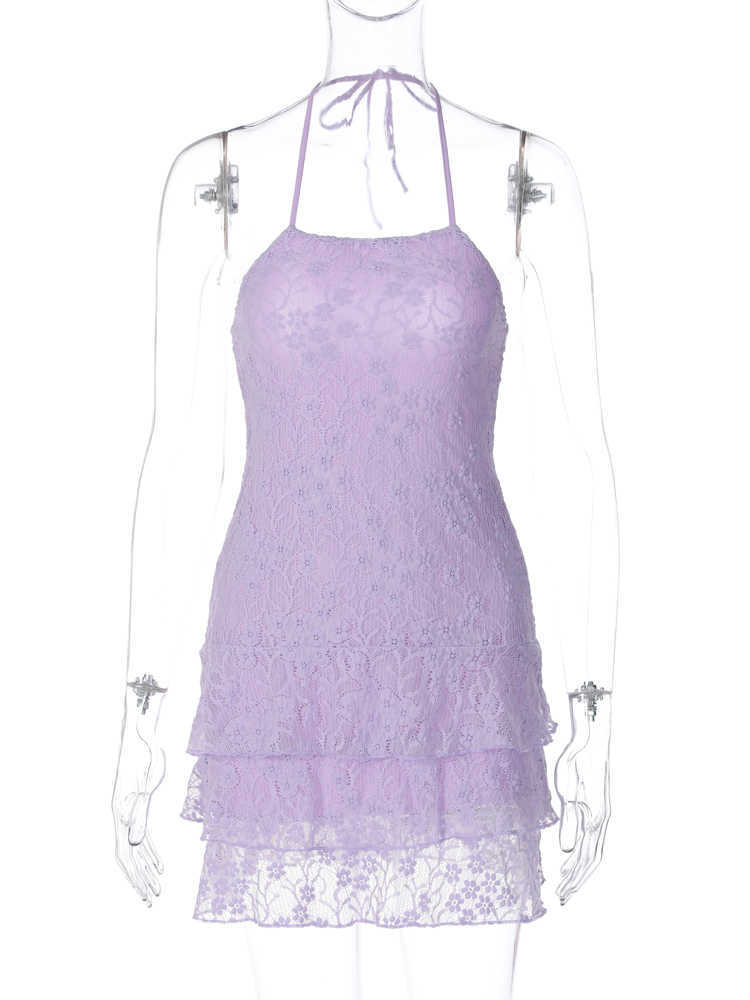 RUKAS Halter Sleeveless Floral Embroidered Solid Pleated Elegant Sexy Mini Dress Summer Women Slim Outfit Streetwear Party