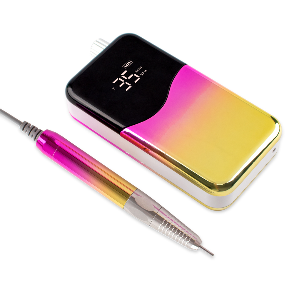 Nail Manicure Set 85W Brushless Desktop 35000RPM Gradient Color Handle Rechargeable Drill Portable Cordless Electric Machine 230515