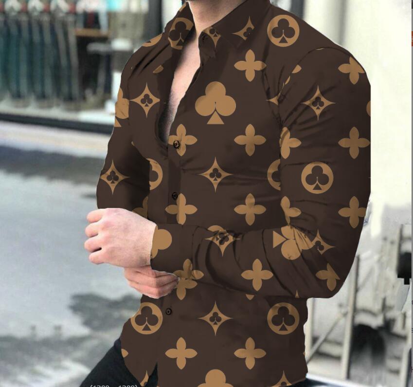 Men's Dress Shirts Luxury Letter Printing Casual Lapel Button Long-sleeved polo men Designer Shirt Mens Clothing