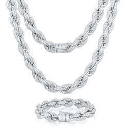 Pass Dia Tester 8mm 12mm Full Vvs Moissanite Iced Out Rope Chain Sterling Sier Men Hip Hop Jewelry Twisted Necklace