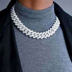 Custom 925 Sterling Silver Gold Plated Hip Hop Iced Out Moissanite Cuban Link Chain