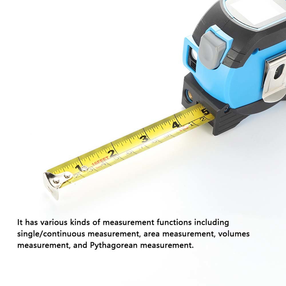 Tape Measures 3in1 Laser Rangefinder 5m Tape Measure Ruler LCD Display with Backlight Distance Meter Building Measurement Device Area Volumes 230516