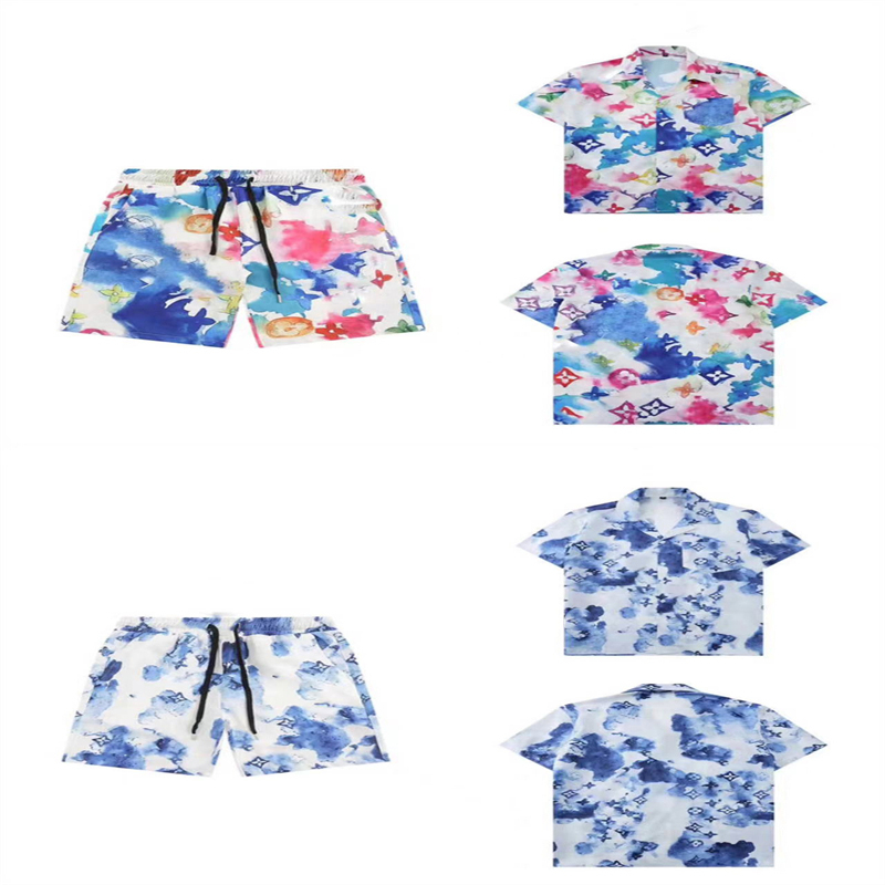 Men's Tracksuits Summer casual loose printed track and field suit two-piece shirt beach suit breathable comfort jacket shorts set M-3XL