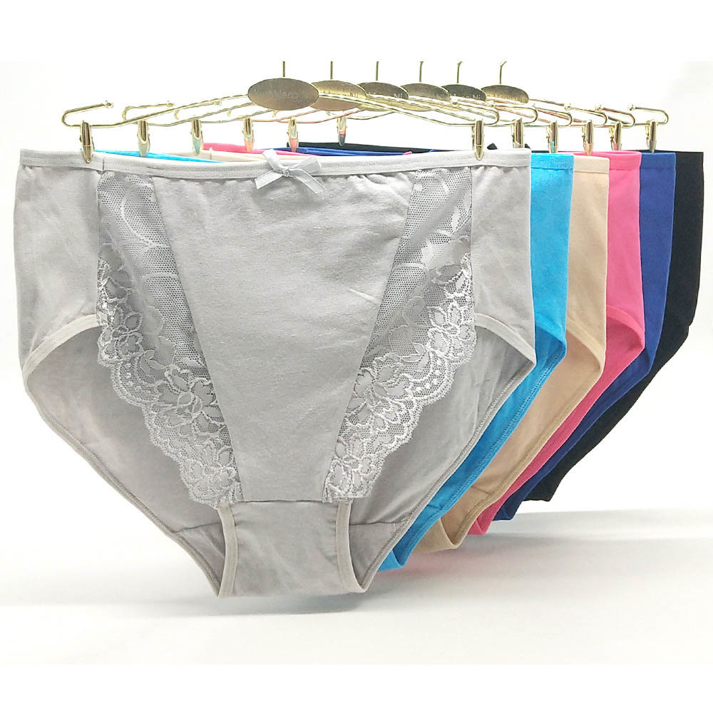 Women's Panties 6pieces/lot sexy panties Cotton briefs plus size women Underwear high waist lingerie female intimate underpants Transparent lace 