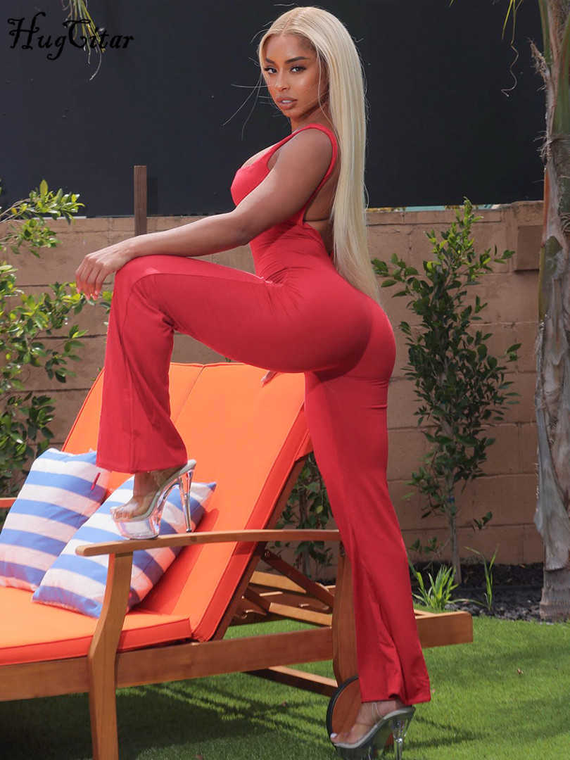 RUKAS Women Fashion Straps Backless Solid Sexy Bodycon One Piece Jumpsuit Summer Casual Streetwear Party Club Romper Overalls