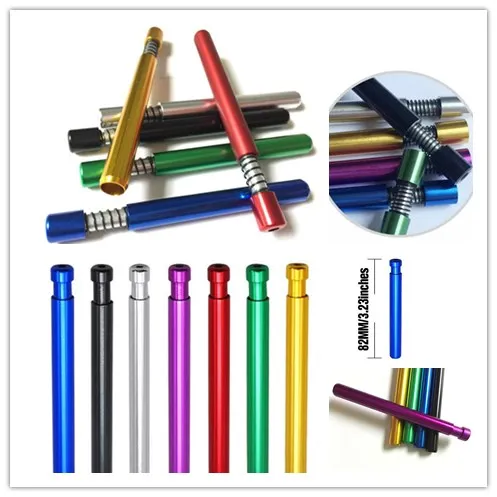 82mm Multi Colors Spring Mouth Metal Smoking Pipes Filter Tips Aluminium one Hitter Bats Self Cleaning Snuff Snorter Dugout Pipe
82mm Multi Colors Spring Mouth Metal Smoking Pipes Filter Tips Aluminium one Hitter Bats Self Cleaning Snuff Snorter Dugout Pipe