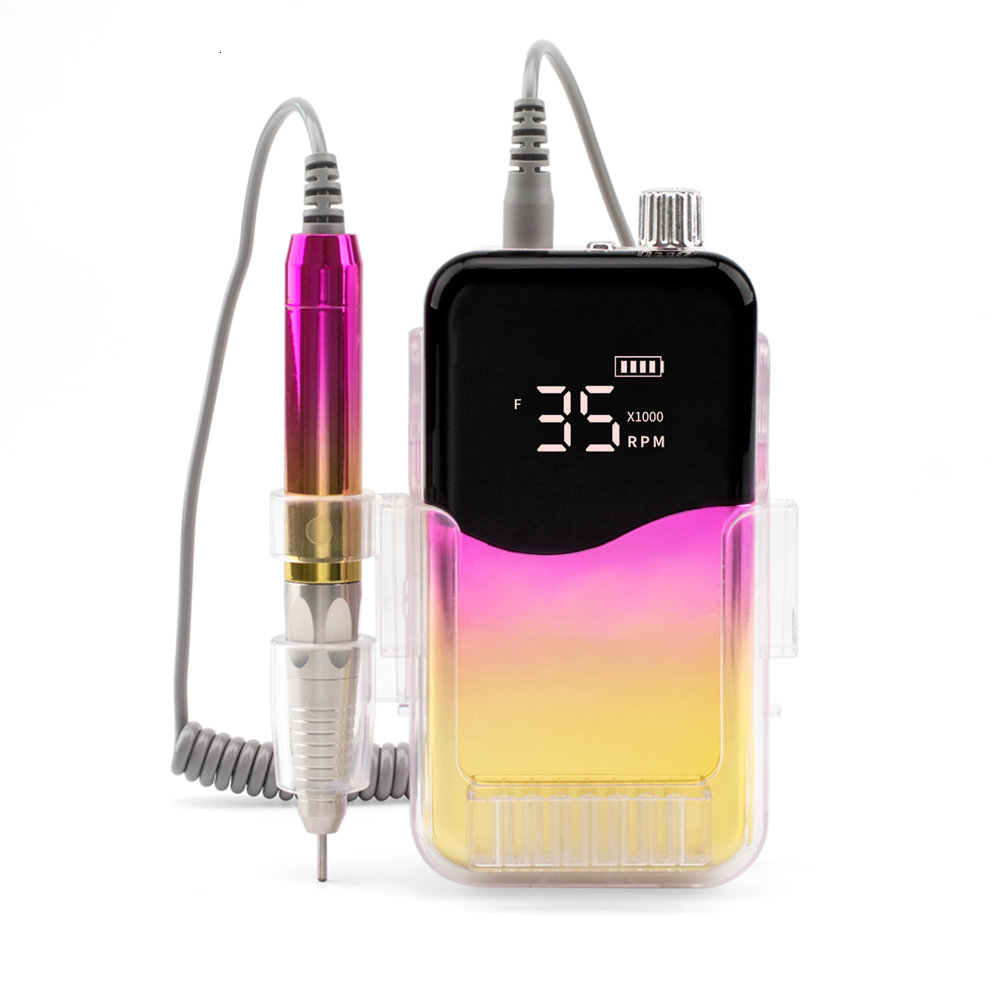 Nail Manicure Set 85W Brushless Desktop 35000RPM Gradient Color Handle Rechargeable Drill Portable Cordless Electric Machine 230515