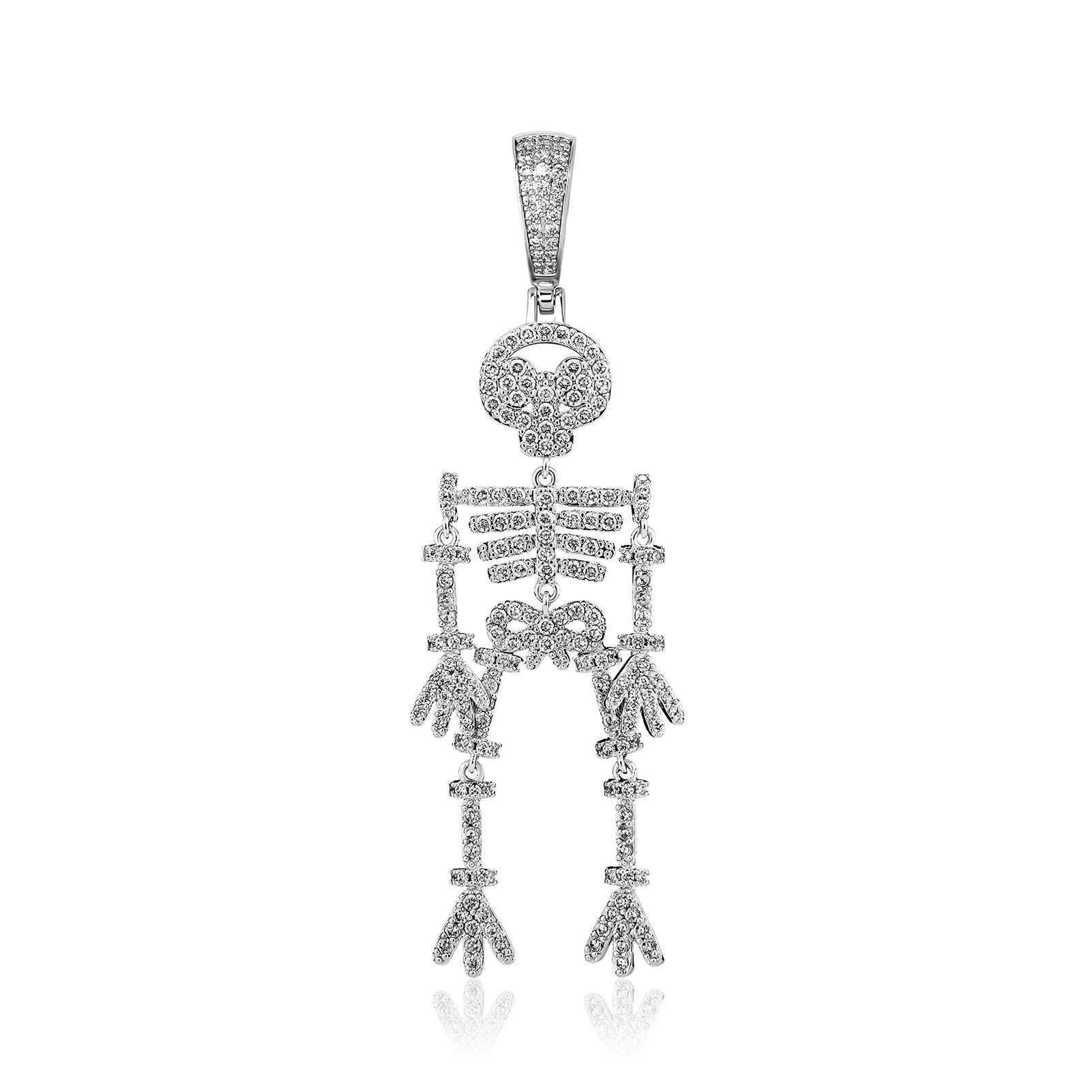 Creative Exaggerated Skeleton Pendant Necklace Colorful bling cubic zirconia Hip Hop Human skull Splicing Modeling Jewelry Rock Gemstone Collier Hallo