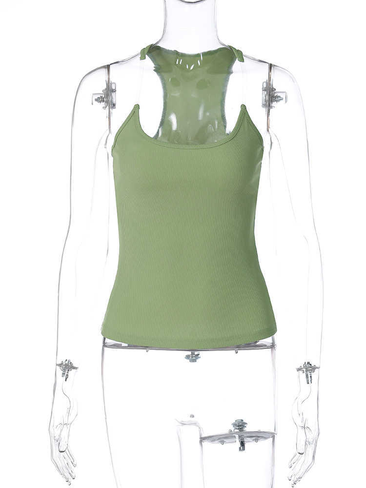 RUKAS Ribbed O Neck Transparent Slip Backless Sexy Slim Crop Tank Top Tees 2023 Summer Fashion Y2K Streetwear Party Club
