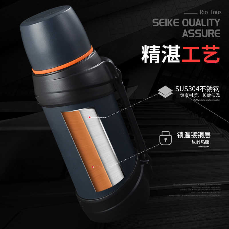 Thermoses New listed stainless steel thermos portable vacuum kettle for traveling large capacity car cup Free shipping