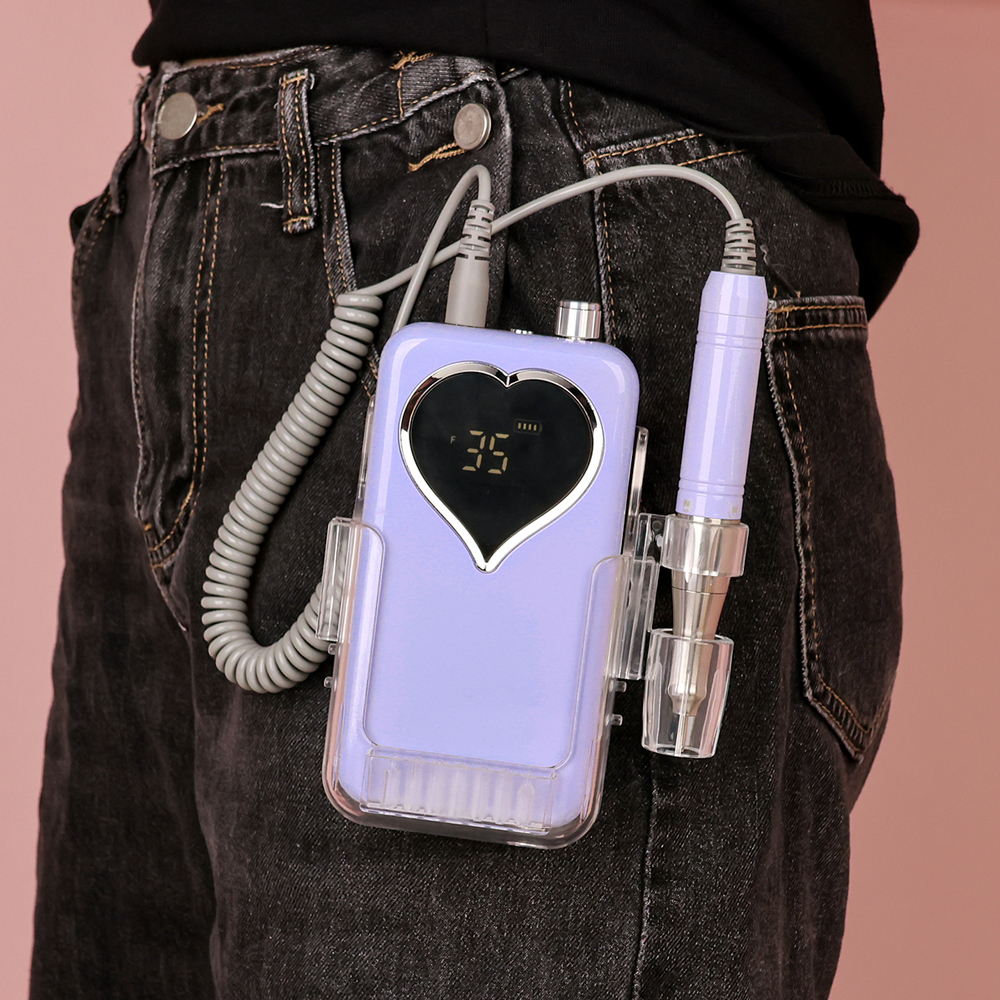 Nail Manicure Set 35K Violets Desktop Cordless Base Electric Drill Machine 35000rpm Pedicure Rechargeable Battery Wireless Purple 230515