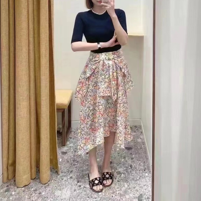 Casual Dresses M-aje Floral Printed Two-Piece High Waisted Short Sleeves Dress for Women New