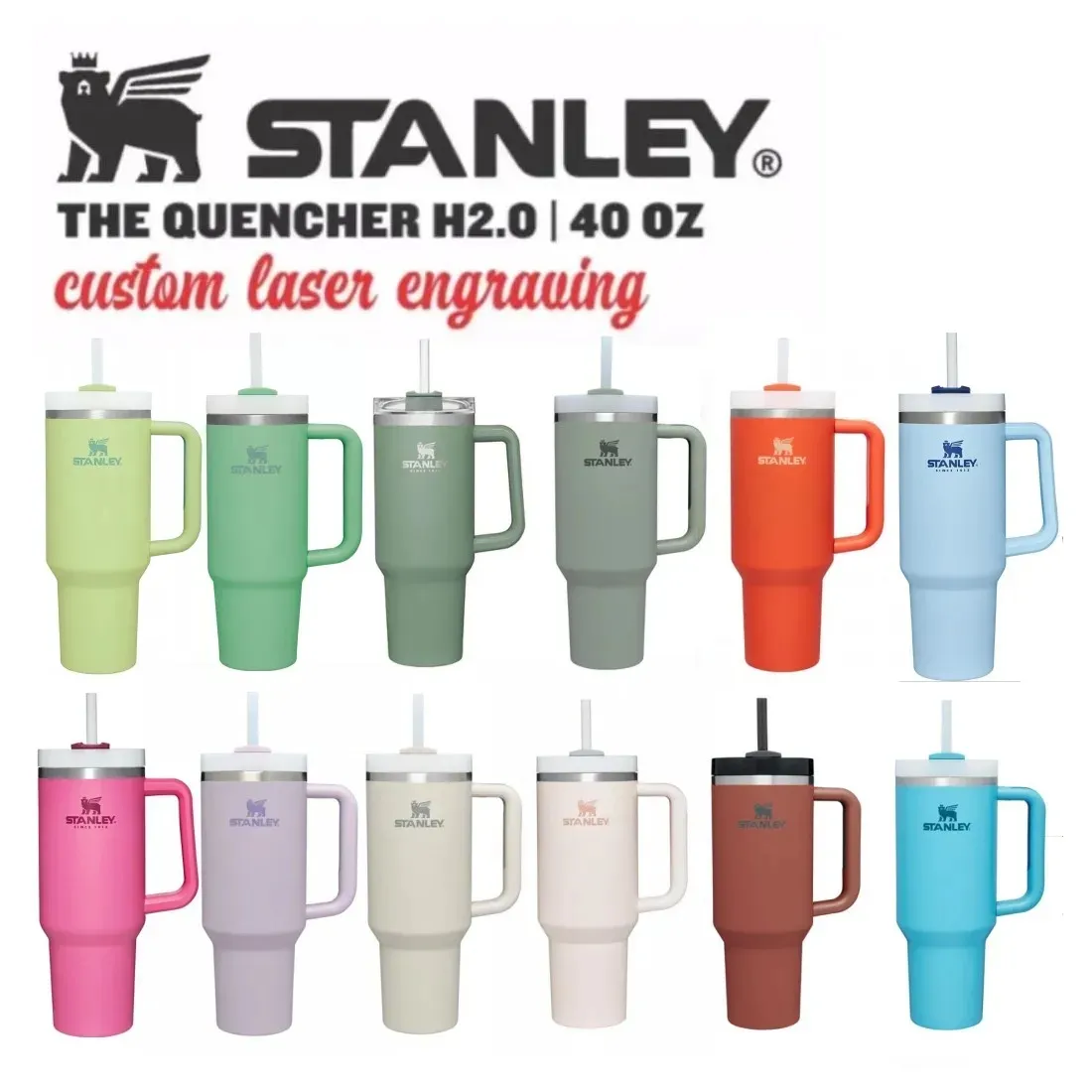 With StanIay LOGO 40OZ Mugs H2.0 Adventure Quencher Travel Tumbler Handle Beer Mug Water Bottle Powder Coating Camping Cup vacuum Insulated Drinking NEW ss0516, Multi
With StanIay LOGO 40OZ Mugs H2.0 Adventure Quencher Travel Tumbler Handle Beer Mug Water Bottle Powder Coating Camping Cup vacuum Insulated Drinking NEW ss0516, Multi