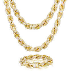 Pass Dia Tester 8mm 12mm Full Vvs Moissanite Iced Out Rope Chain Sterling Sier Men Hip Hop Jewelry Twisted Necklace