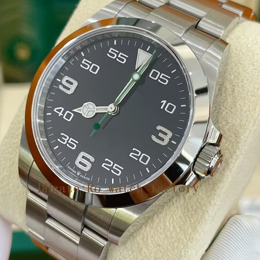 2023 New Pattern Luxury Men's AirKing Watch New 126900 Black Dial 40mm Automatic Mechanical Movement Water Resistant Watch