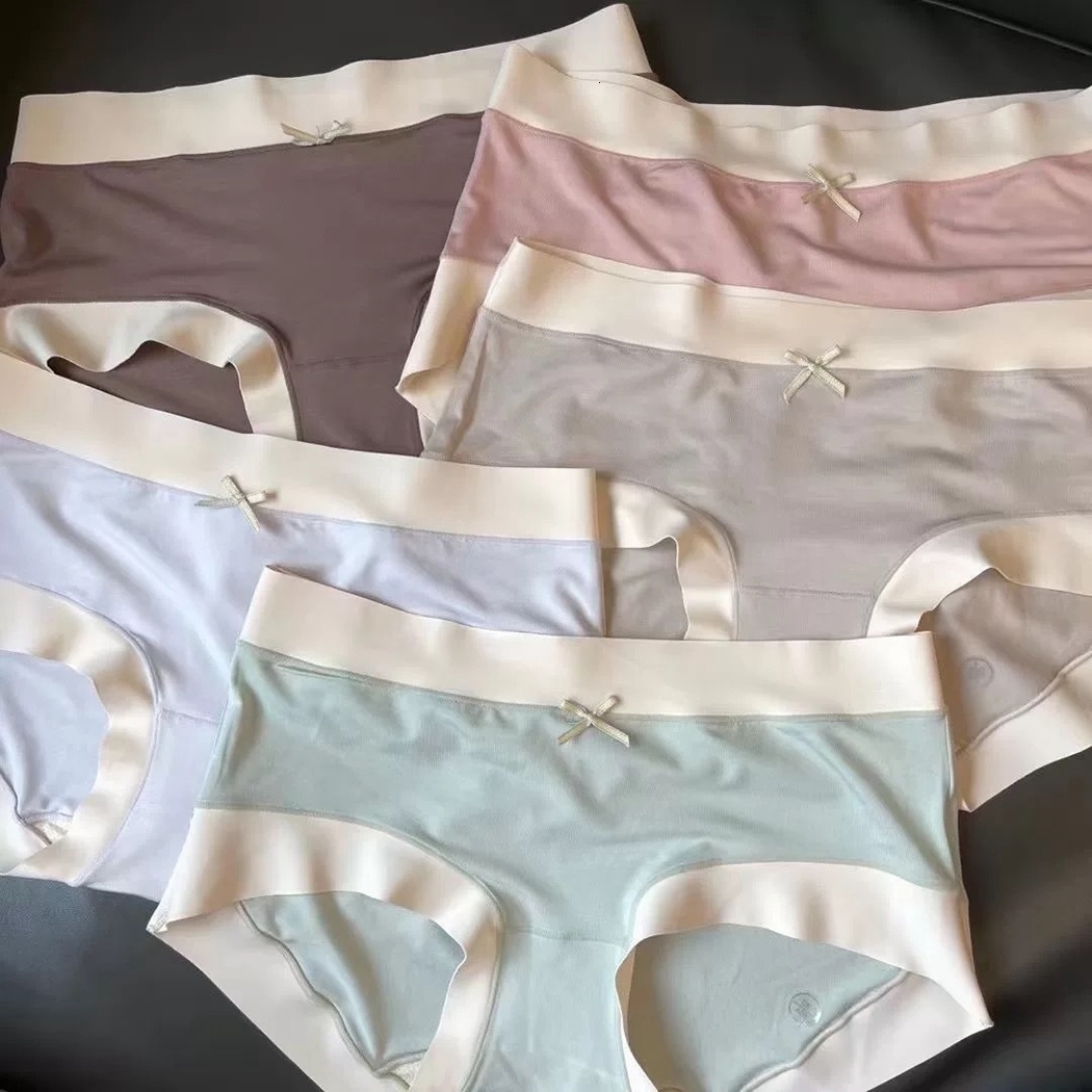 Women's Panties 5 Pairs Women Panties Seamless Soft Modal Elastic Medium Waist Simple Underwear Thin Breathable Wormwood Antibacterial Briefs 230