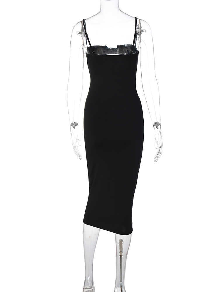 RUKAS Sleeveless Slips Black Hollow Out Sexy Bodycon Slim Maxi Dress 2023 Summer Women Fashion New Vacation Rave Party Outfit