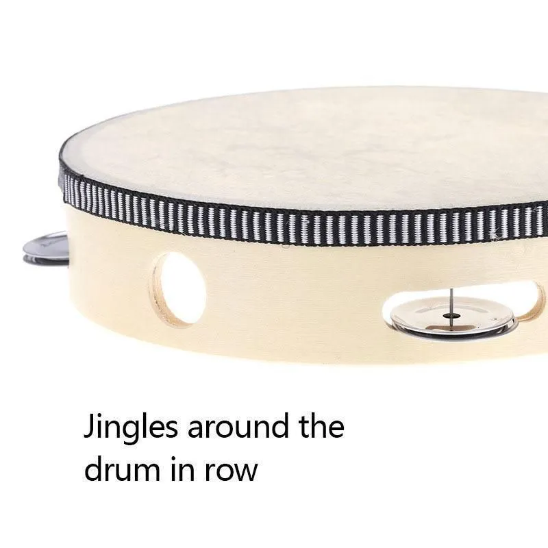 6 Drum Inches Bell Hand Held Tambourine Birch Metal Jingles Kids School Musical KTV Party Percussion Toy Wly935