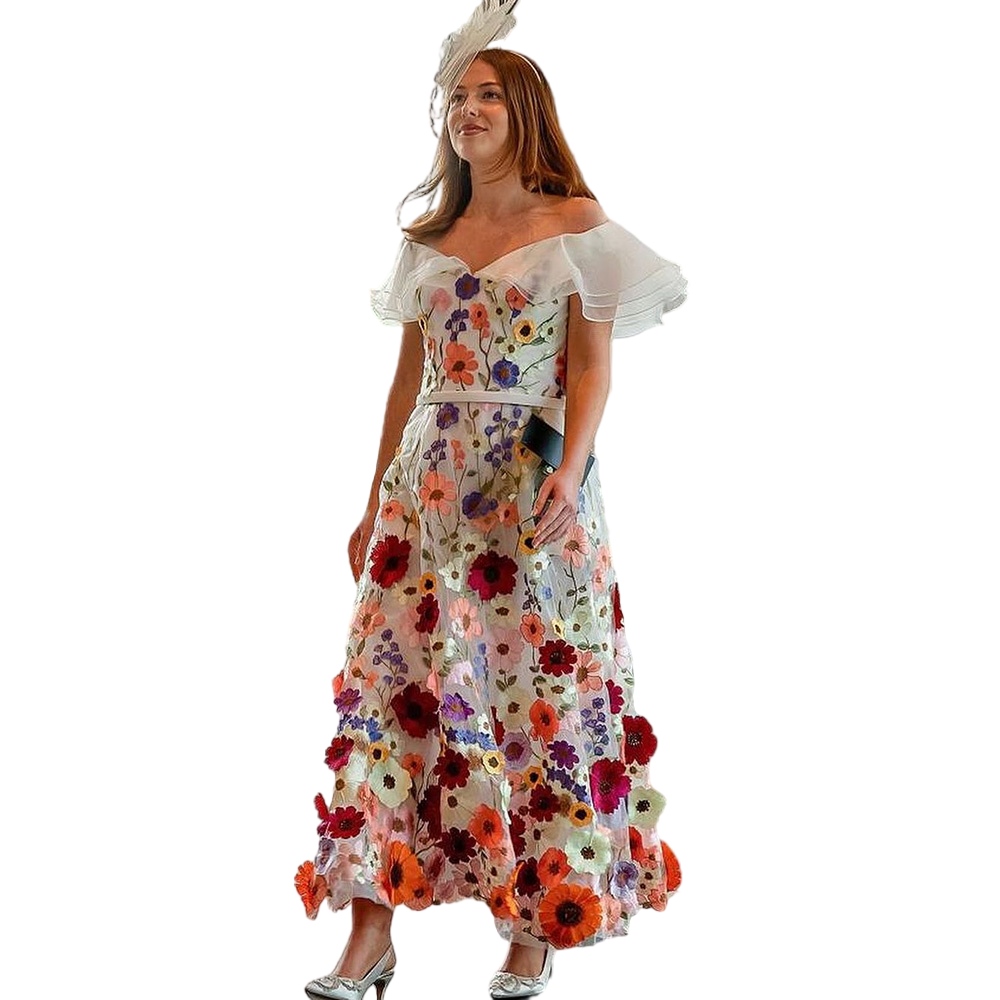 Lace floral Mother of the Bride Dresses 2023 Exquisite ankle-length Wedding Guest Gowns Off Shoulder Elegant Dress
