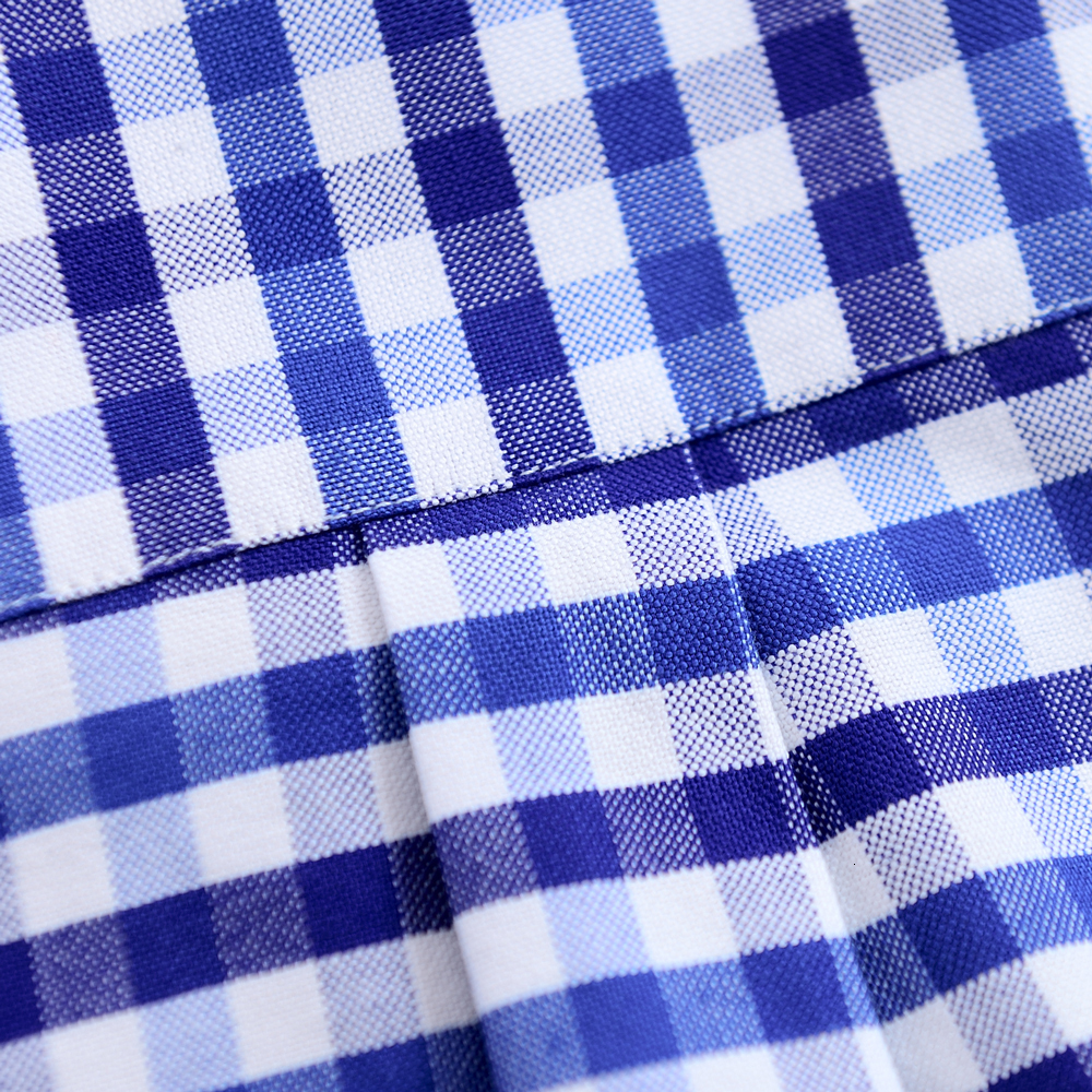 Men's Casual Shirts Men's Buttoned Down Full Sleeve Striped Checkered Oxford Shirt Single Patch Pocket Quality Casual Regular-fit Plaid Dres