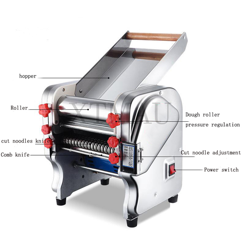 Electric Pasta Machine Noodle Maker 220V Commercial Stainless Steel Pressing Machine Dough Cutter