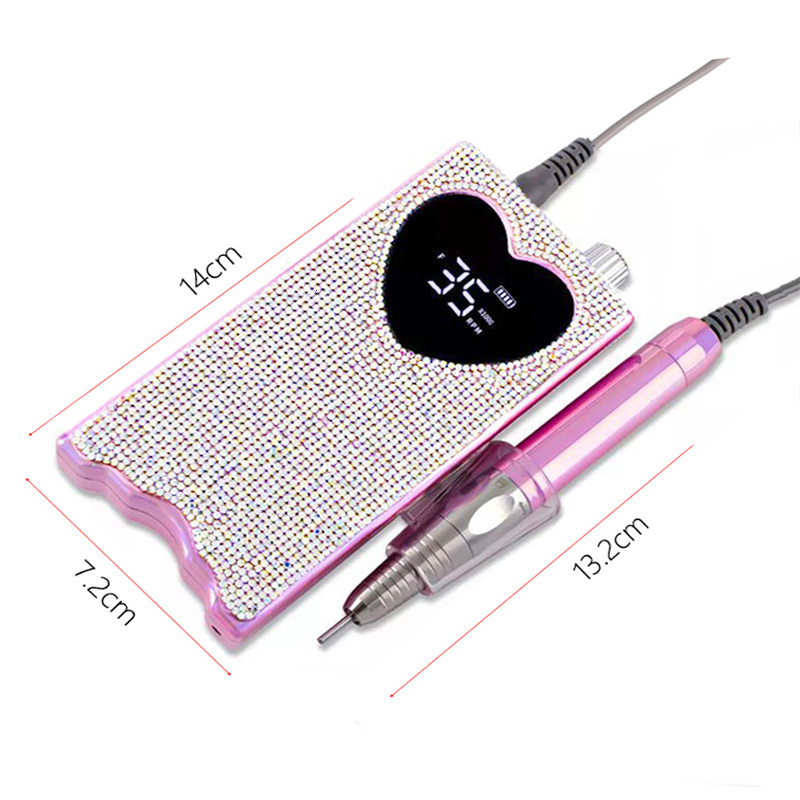 Nail Manicure Set Heart Shape Electric Drill 35000RPM s Milling Cutter Wireless Pedicure Grinder Rechargeable Drilling Machine 230515