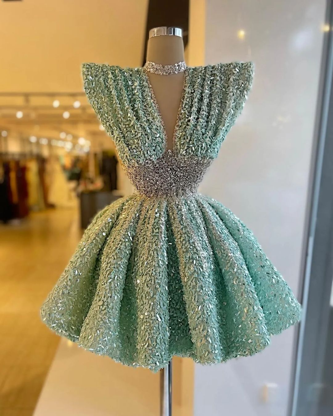 Turquoise cocktail dress sequins beaded waist Short prom dresses mini party homecoming Special Occasion dress