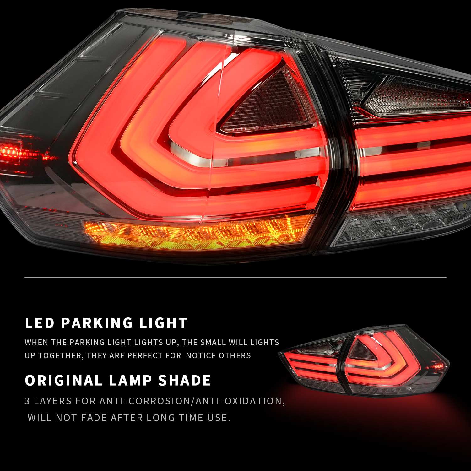 LED Rear Taillight For Nissan X-trail 20 14-20 19 Rear Running Lamp Brake Reverse Dynamic Turn Signal Tail Light