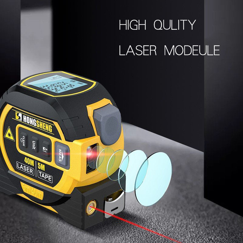Tape Measures 3 in 1 Laser Rangefinder 5m Tape Measure Ruler LCD Display with Backlight Distance Meter Cross Line Building Measurement Device 230516