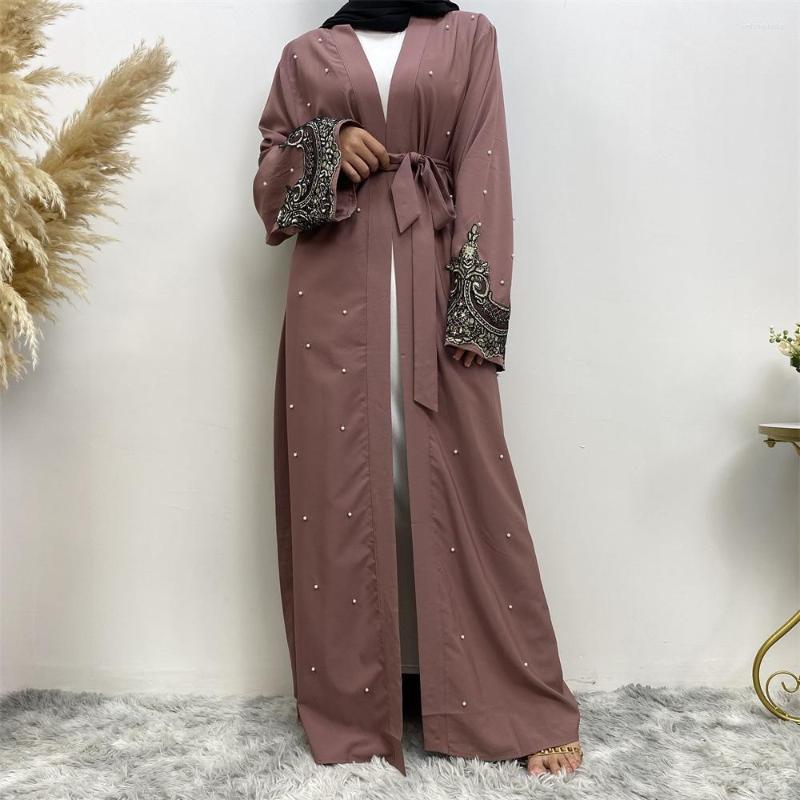 Ethnic Clothing Ethnic Clothing Beaded Open Abaya For Women Dubai 2023 Fashion Middle East Muslim Islamic Kimono Abayas Turkey Dresses Kaftan Jalabiya