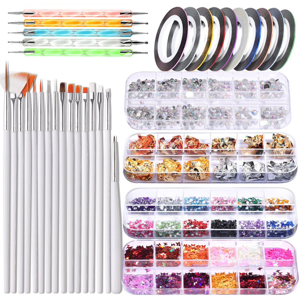 Nail Brushes Kit Manicure Strip Art Jewelry Set Beginners Accessories nail Tools 230515