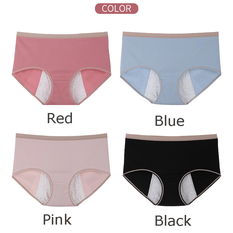 Women's Panties Women's Large Size Panties Mid-Waist Leak-Proof Physiological Pants Cotton Lingerie Menstrual Period Aunt Underwear Ladies 2