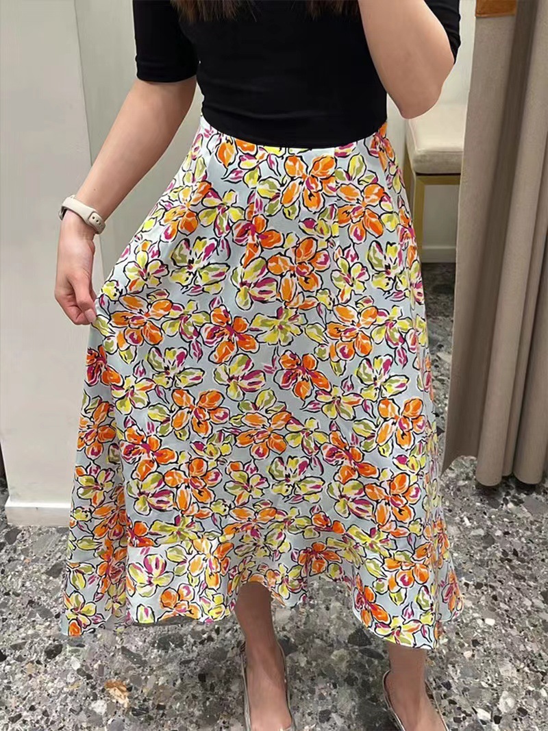 Casual Dresses M-aje Floral Printed Two-Piece High Waisted Short Sleeves Dress for Women New