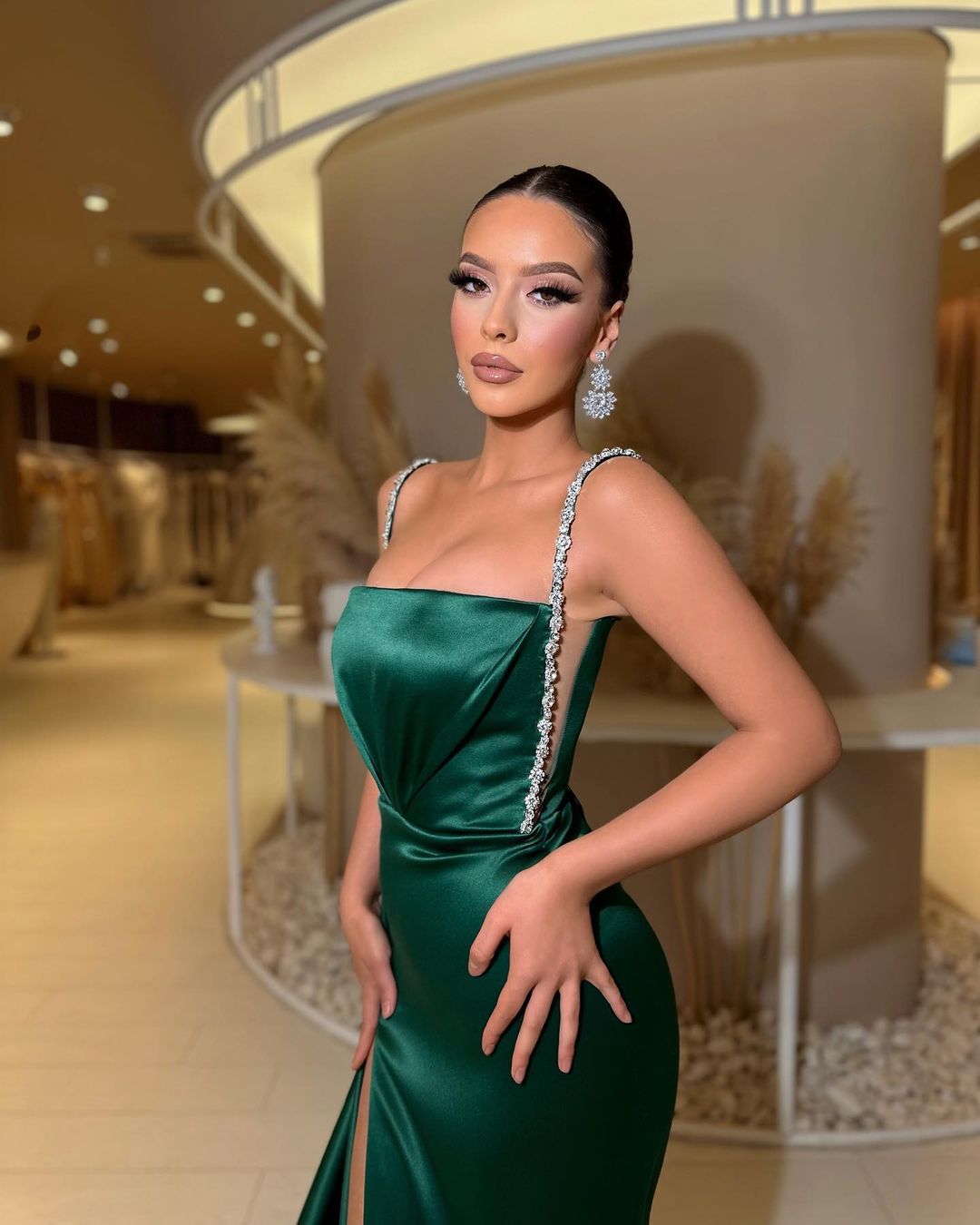 Dark Green Prom Dresses Beads Straps Party Evening Pleats Formal Long Special Ocn Dress 0228Lz
