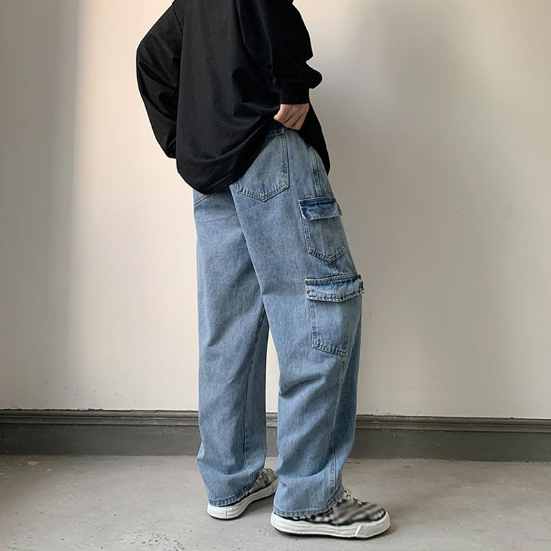Men's Jeans Baggy Men Jeans Straight Cargo Pants Spring Autumn Fashion Vintage Blue Denim Trousers Casual Oversized Bottoms Male Y2K Clothes 2305