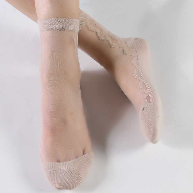 Socks Hosiery Women's transparent nylon and cotton socks short and cool socks for women spring and summer P230516
