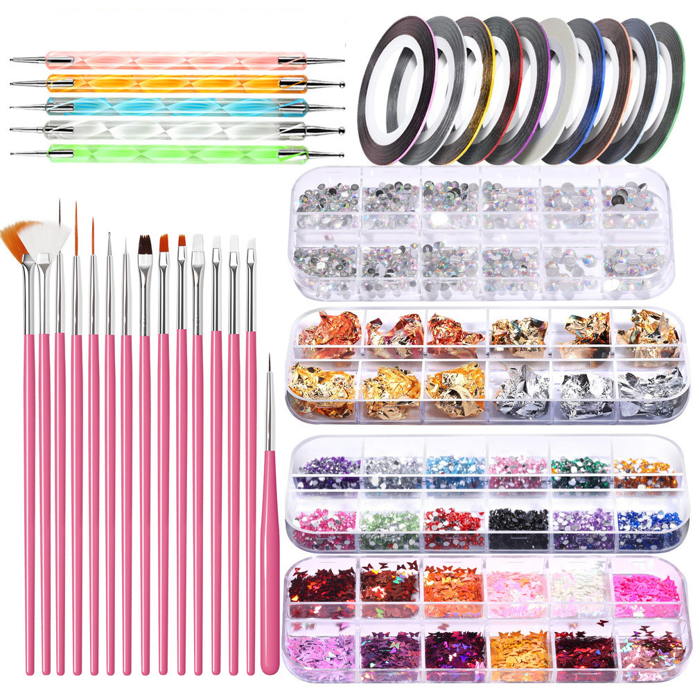 Nail Brushes Kit Manicure Strip Art Jewelry Set Beginners Accessories nail Tools 230515