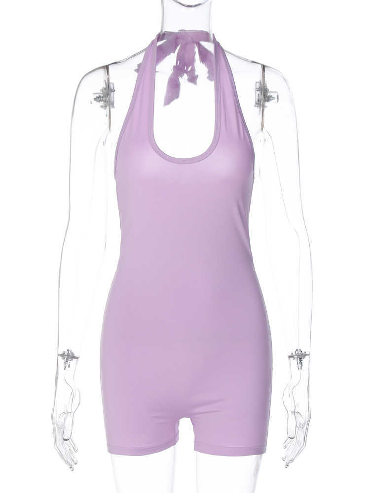 RUKAS Halter Backless Solid Bandage Sexy Bodycon Skinny One Piece Playsuit 2023 Summer Women Fashion Streetwear Sport Romper