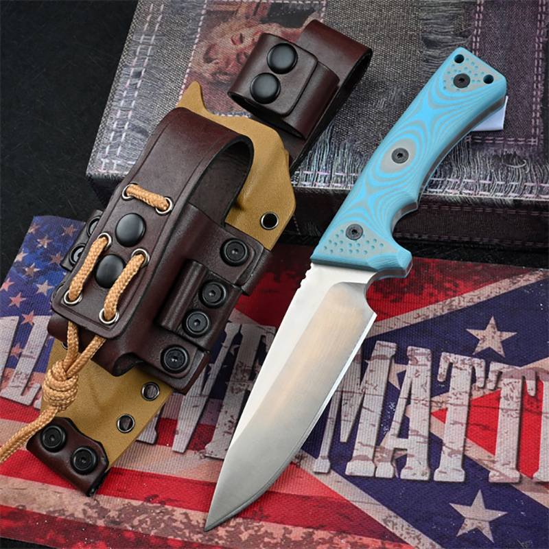 Special Offer M35 Strong Survival Straight Knife Z-wear Stone Wash Drop knife Point Blade Full Tang Blue G10 Handle Outdoor Fixed Blade Tactical Knive - view 3