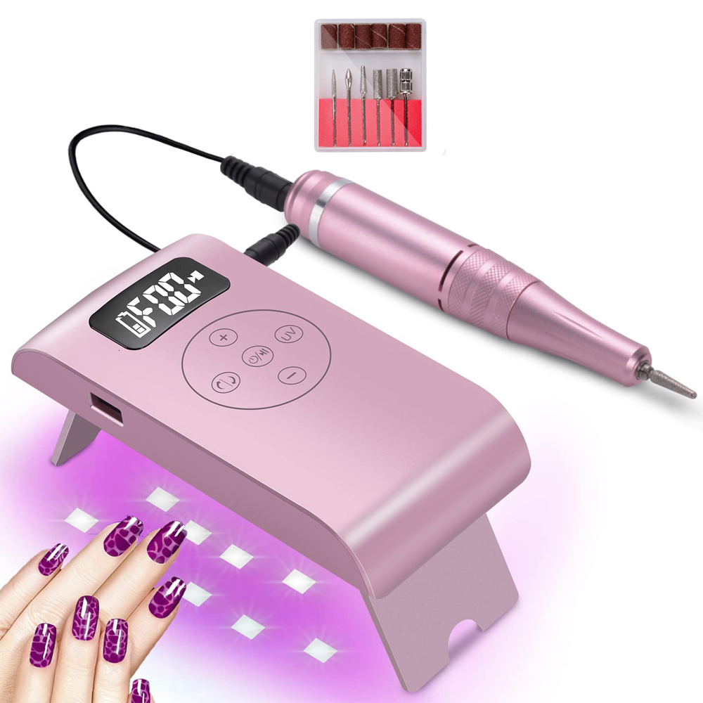 Nail Manicure Set Rechargeable Electric Cordless Drill Machine 35 000 RPM UV Gel Dryer Lamp Salon Expert Art Tools 230515