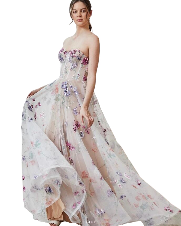 Print Flower bohemian Wedding Dresses Sweetheart fairy beach Bridal Gowns For Bride Robe De Mariee Beach Sweep Train