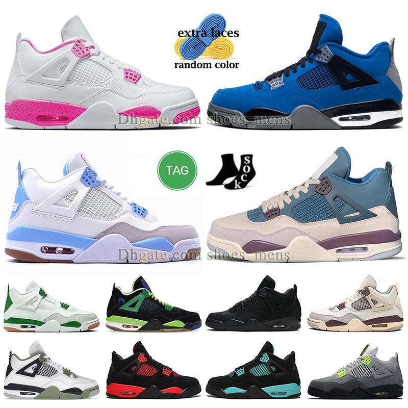 Snorlaxs 4 Basketball Shoes Jumpman 4 White Pink Pine Green Military Black Cat Light Blue University Red Thunder A Ma Maniere Doernbecher Brown OW Oreo Sneakers, J09 36-47 cool grey